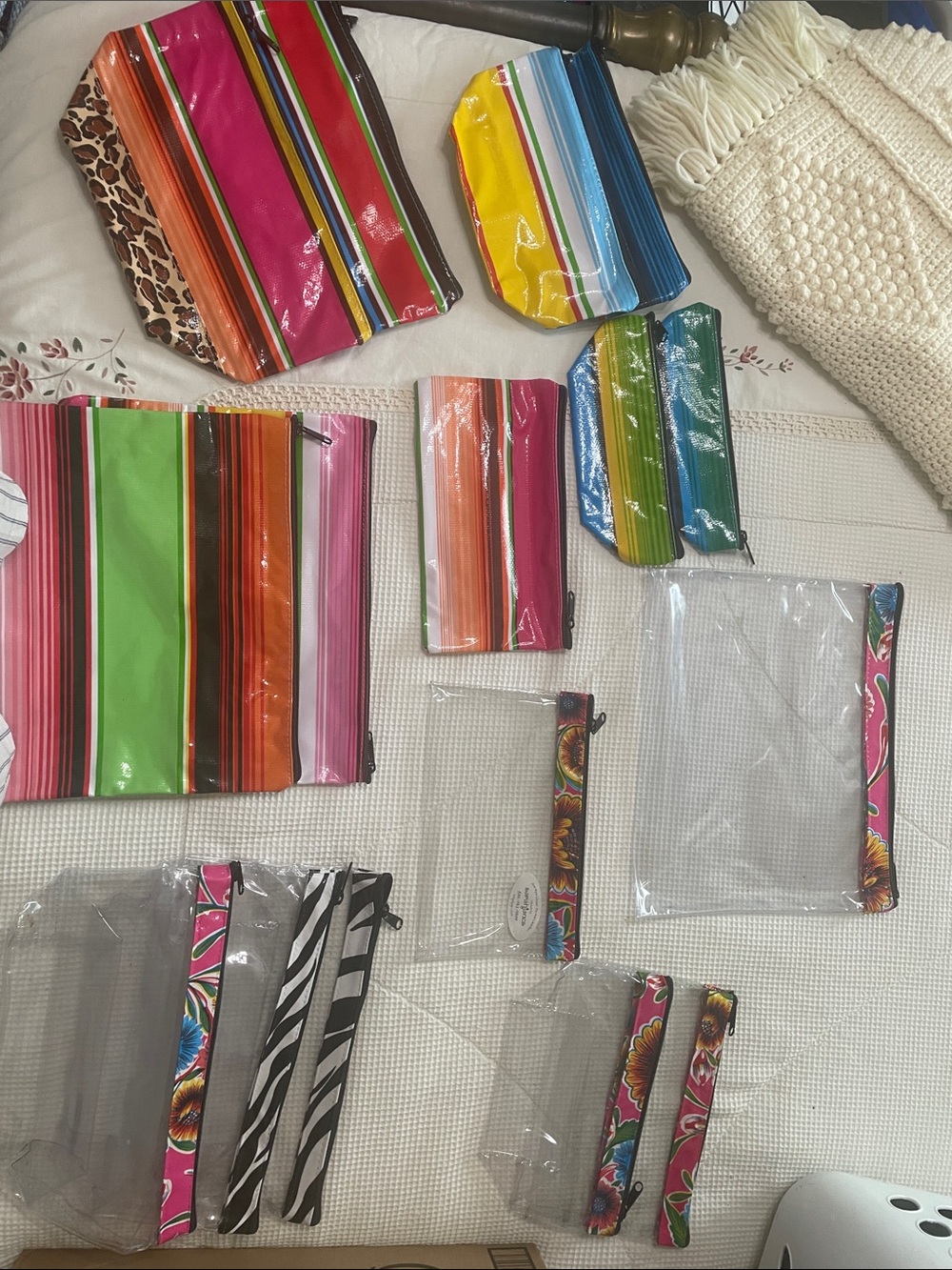 Assorted Colorful Striped Cosmetic & Travel Pouches - Multi